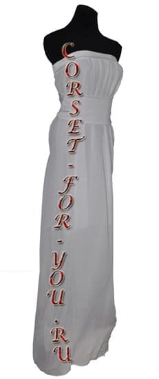 Платье в греческом стиле из белого шифона с белым поясом - фото 10320