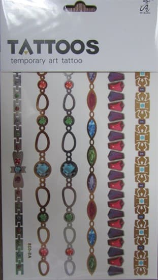 Металлическое цветное тату "браслеты с камнями" AS-028 - фото 11995