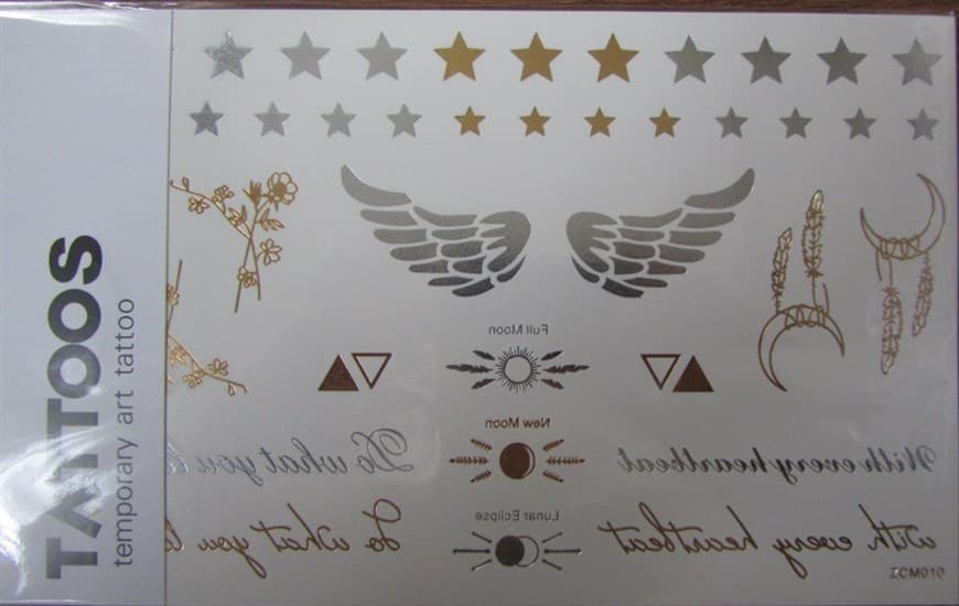 Золотые тату "крылья со звездами" ZCM-010 - фото 12003