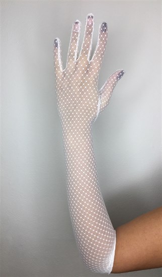 Длинные перчатки из сетки "мушка". Белые - фото 13484