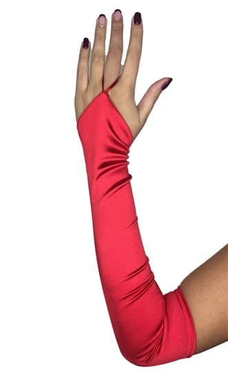 Длинные атласные перчатки на один палец. Красные - фото 13488