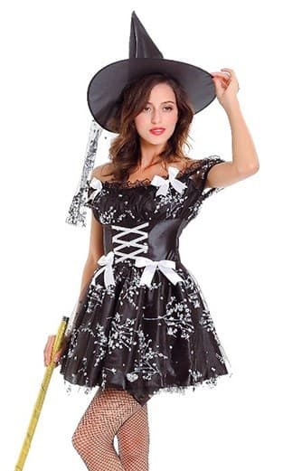 Платье черной ведьмы с серебристым рисунком - фото 14594