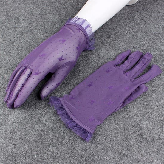 Короткие прозрачные перчатки с плейбойчиками. 6 цветов - фото 15281
