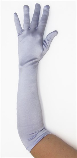 Длинные светло-сиреневые атласные перчатки. 50 см - фото 15960
