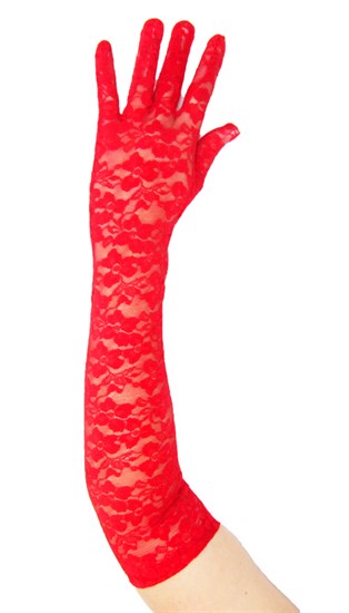 Длинные перчатки красный гипюр - фото 15989