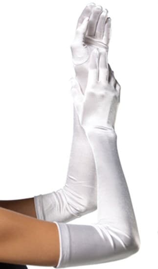 Длинные белые атласные перчатки. 50, 55 и 65 см - фото 16423