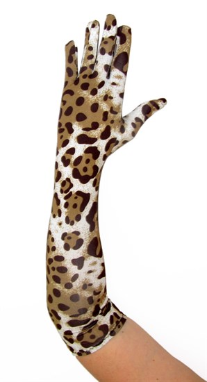 Длинные перчатки крупный леопард. Тонкий трикотаж - фото 16538