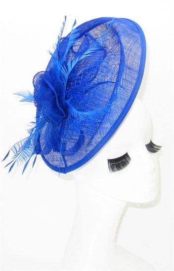 Большая плетеная шляпка на заколке Диана. Синяя - фото 16562