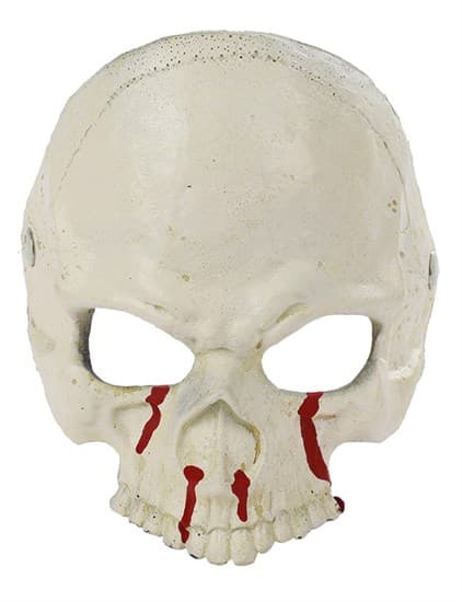 Мягкая полумаска черепа 3D белая с кровью - фото 16907