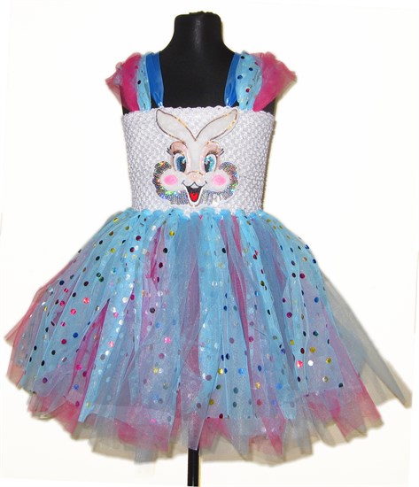 Праздничное детское платье из фатина Пушистый зайка - фото 17645