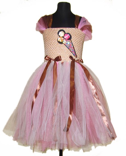 Нарядное детское платье из мягкого фатина  Крем брюле - фото 17805