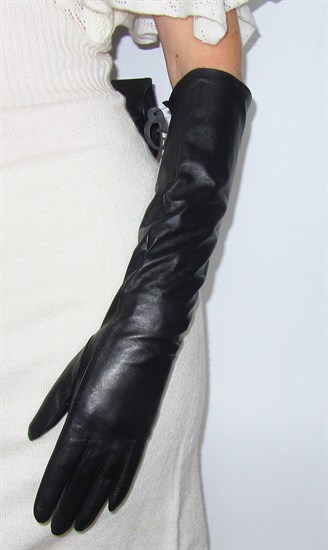 3996. Длинные кожаные перчатки Классика. Черные - фото 20723