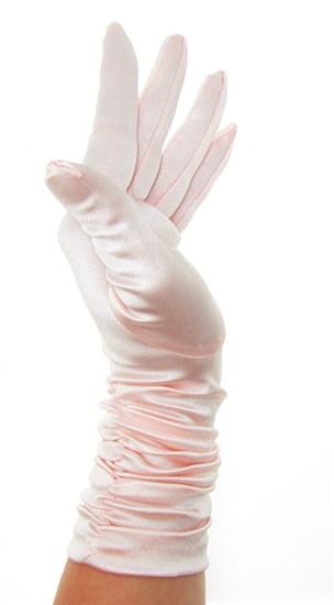 Атласные перчатки со сборками 3/4. Светло-розовые - фото 21620