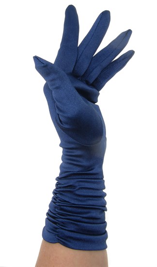 Атласные перчатки со сборками 3/4. Темно-синие - фото 21626