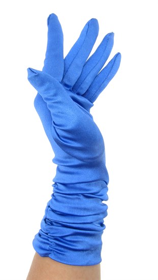 Атласные перчатки со сборками 3/4. Ярко-голубые - фото 21634
