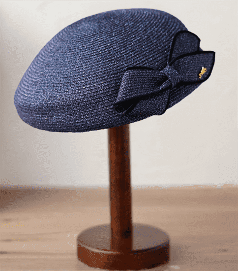 4176. Маленькая шляпка из соломки Натали. Темно-синяя - фото 22193
