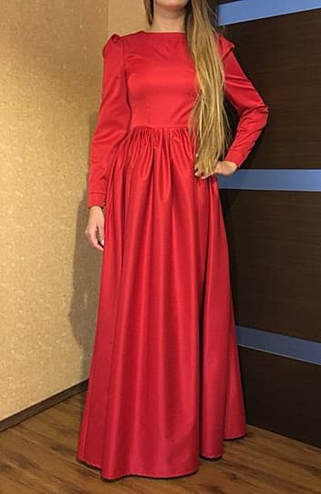 Красное классическое платье в пол - фото 9123