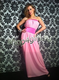 Розовое прямое шифоновое платье с широким поясом