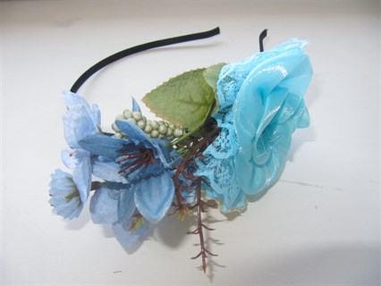Голубые цветы на ободке Handmade 2409