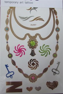Металлическое цветное тату "ожерелье" AS-007