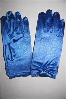 Короткие атласные детские перчатки. 3-7 лет. Голубые