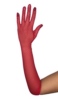 Длинные перчатки из сетки "мушка". Красные