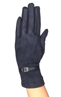 короткие темно-синие сенсорные перчатки замша фото