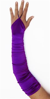 Фиолетовые. Длинные атласные перчатки со сборкой на один палец