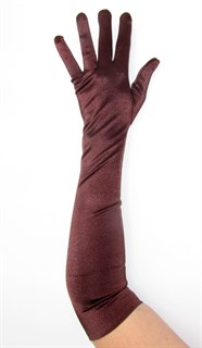 Длинные коричневые атласные перчатки. 50 и 55 см