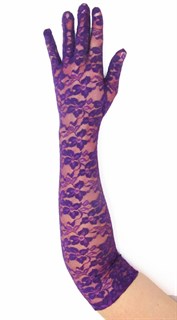 Длинные перчатки гипюр  Фиолетовые