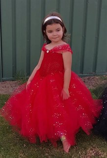 Детское праздничное пышное платье в пол с блестками. Красное