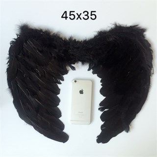 Крылья детские из перьев 45*35. Черные