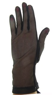 Черные короткие перчатки крупная сетка с трикотажем. 3791 - фото 19443