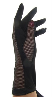 Черные короткие перчатки крупная сетка с трикотажем. 3791 - фото 19444