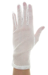 Белые короткие перчатки крупная сетка. 3792
