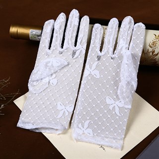 Короткие прозрачные перчатки с бантиками - фото 20705