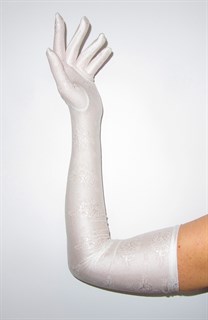 4046. Светлые длинные перчатки 55см. Трикотаж жаккард - фото 21002