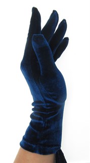 Велюровые короткие перчатки. Темно-синий