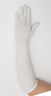 Длинные белые перчатки из хлопка с вышивкой