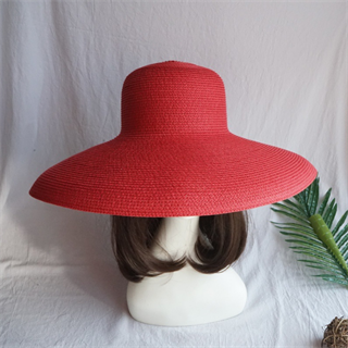 4183. Летняя шляпа с полями Одри. Красная