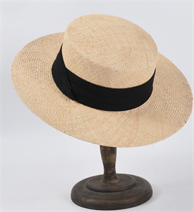 4574. Летняя шляпка канотье с широкими полями из соломки