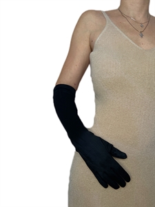 Перчатки длинные зимние черные с вышивкой, р. 7,5, текстильная замша