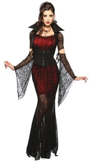 Карнавальный костюм сексапильной вампирши - полупрозрачное платье в пол