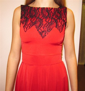 Красное платье в пол без рукавов с кружевом на лифе. 259 - фото 6464