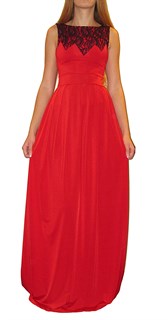 Красное платье в пол без рукавов с кружевом на лифе. 259 - фото 6465