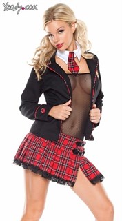 Игровой костюм школьницы с пиджаком и прозрачным боди