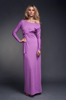 Фиолетовое платье в пол на одно плечо из тонкого трикотажа