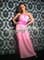 Розовое прямое шифоновое платье с широким поясом - фото 10323
