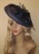 Большая плетеная шляпка на заколке Диана. Темно-синяя - фото 11178