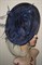 Большая плетеная шляпка на заколке Диана. Темно-синяя - фото 12967
